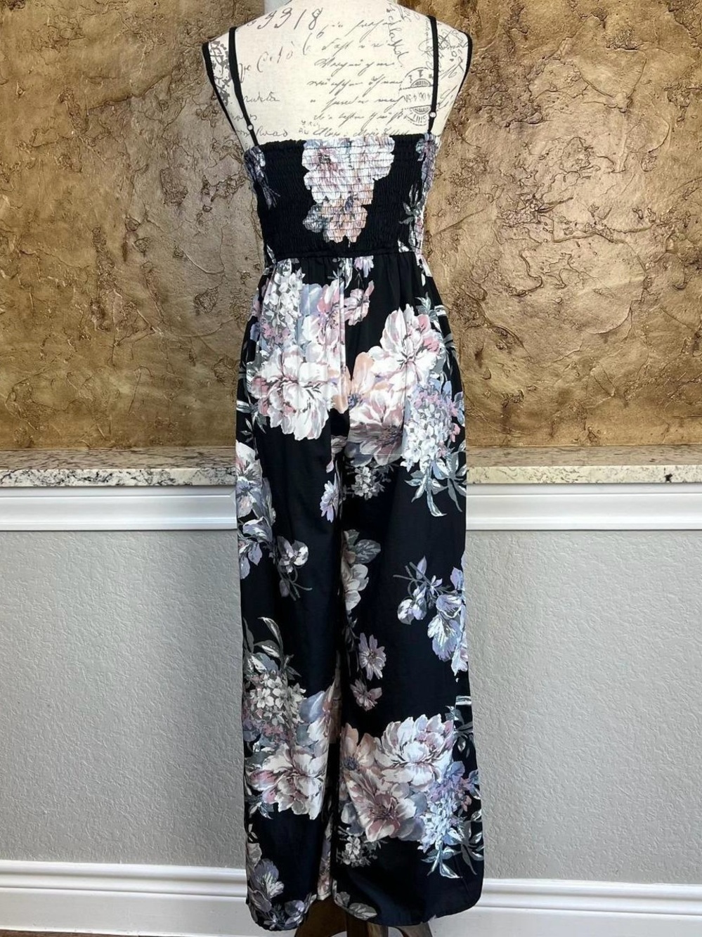 Band of Gypsies Black Floral Spaghetti-Strap Jumpsuit Size XS - Picture 3 of 8